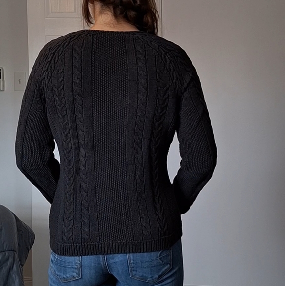 Grey Knitted Zip-up Sweater - Picture 2 of 8